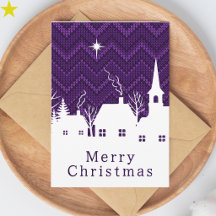 Rustikales lila Argyle-Strick-Weihnachtsdorf