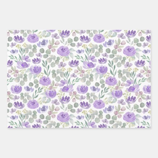 Rustikales Lila Blumenmuster Geschenkpapier Set (Vorderseite 3)