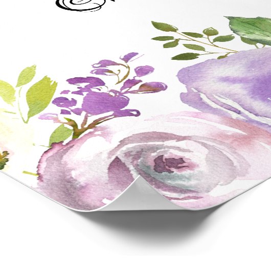 Rustikales Lila Blütenzeichen Poster (Ecke)