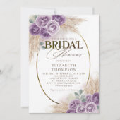 Rustikales Lila Boho Chic Blumenrahmen Brautparty Einladung (Vorderseite)