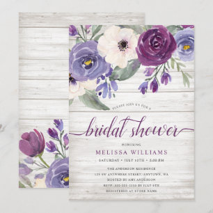 Rustikales, Lila Brautparty Einladung