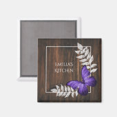 Rustikales Lila Butterfly Magnet (Vorderseite/Rückseite)