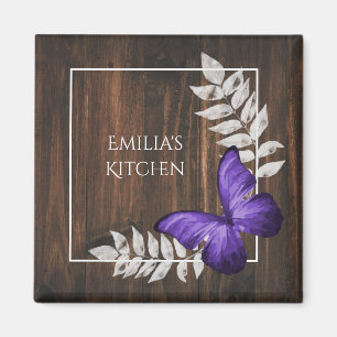 Rustikales Lila Butterfly Magnet