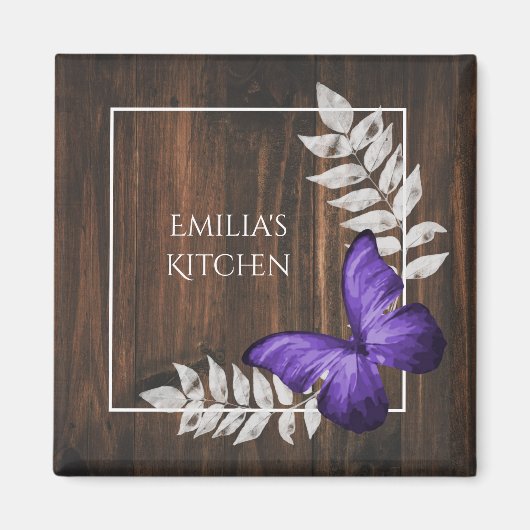 Rustikales Lila Butterfly Magnet (Vorne)