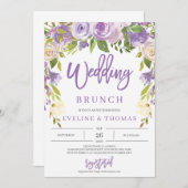 Rustikales lila florales romantisches Hochzeitsfes Einladung (Vorne/Hinten)