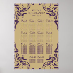 Rustikales Lila Gold-Sitzplakat Poster
