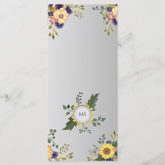 Rustikales Lila Hochzeitsmenü Menükarte (Rückseite)