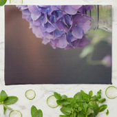 Rustikales Lila Hydrangea in Mason Jar Fotografie Geschirrtuch (Gefaltet)