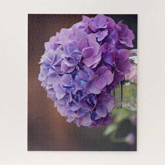 Rustikales Lila Hydrangea in Mason Jar Fotografie Puzzle (Vertikal)