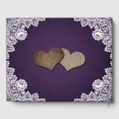 Rustikales Lila Lace Sunflower Wedding Gästebuch (Rückseite)