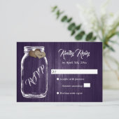 Rustikales Lila Land Holz Herz Mason Jar Wedding RSVP Karte (Stehend Vorderseite)