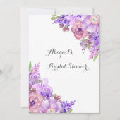 Rustikales lila lila Blumen-Brautparty Einladung (Vorderseite)