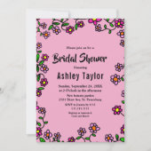 Rustikales Lila Magenta Rose Blumenstrauß Brautpar Einladung (Vorderseite)