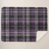 Rustikales lila schwarzes Tartan-Muster Sherpadecke (Vorderseite (Horizontal))