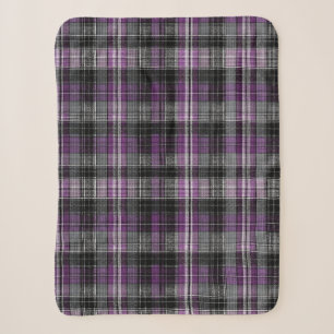 Rustikales lila schwarzes Tartan-Muster Sherpadecke