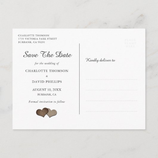 Rustikales Lila Sonnenblumenöl Save the Date Foto Ankündigungspostkarte (Rückseite)