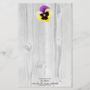 Rustikales Lila und gelbes Pansy-Stadium Briefpapier