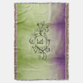 Rustikales Lila und grünes Bohemisches Blüh Decke (Vorderseite Vertikal)