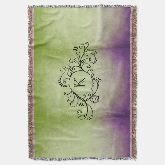 Rustikales Lila und grünes Bohemisches Blüh Decke (Vorderseite Vertikal)
