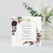 Rustikales Lila und mauvrosa Brautparty Einladung (Stehend Vorderseite)