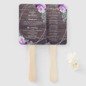 Rustikales Lila- und Silberhochzeitprogramm Fächer (Vorne und Hinten)