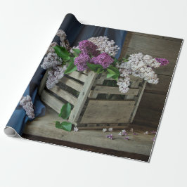 Rustikales Lila und weißes Lilacs Blumenkohl Foto Geschenkpapier