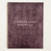 Rustikales Lila Wine Linen Texture Business Design Planer (Vorderseite)