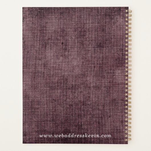 Rustikales Lila Wine Linen Texture Business Design Planer (Rückseite)