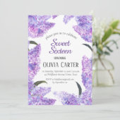 Rustikales Lilac 16 . Geburtstag Lavender Birthday Einladung (Stehend Vorderseite)