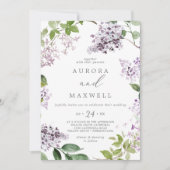 Rustikales Lilac auf einer Hochzeit Einladung (Vorderseite)
