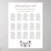 Rustikales Lilac Bow Floral Wedding Chart Poster (Vorne)