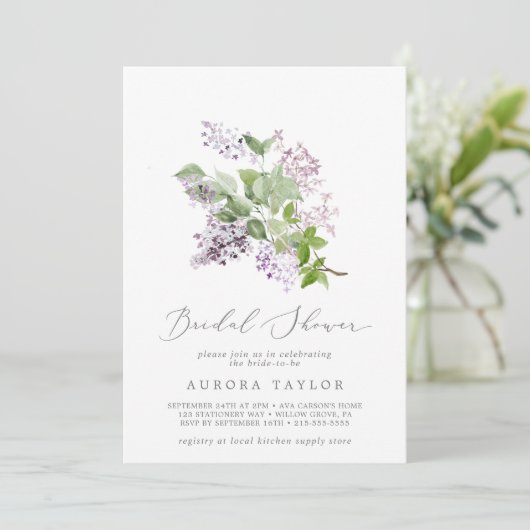 Rustikales Lilac-Brautparty Einladung (Stehend Vorderseite)