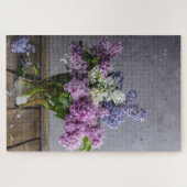 Rustikales Lilac Floral Bouquet aus Glas Vase Puzzle (Horizontal)