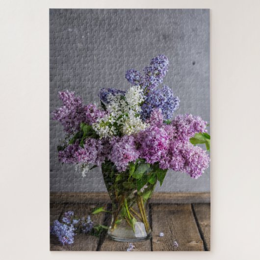 Rustikales Lilac Floral Bouquet aus Glas Vase Puzzle (Vertikal)
