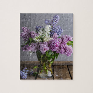 Rustikales Lilac Floral Bouquet in Glasvase Puzzle