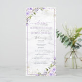 Rustikales Lilac Lavender Gold Marble Floral Progr (Stehend Vorderseite)