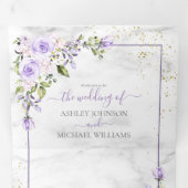 Rustikales Lilac Lavender Gold Marble Foto Hochzei Dreifach Gefaltete Einladung (Innen Erste Seite)
