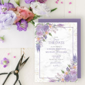 Rustikales Lilac Lavender Gold Save the Date