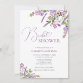 Rustikales Lilac Lila Floral Brautparty Einladung (Vorderseite)