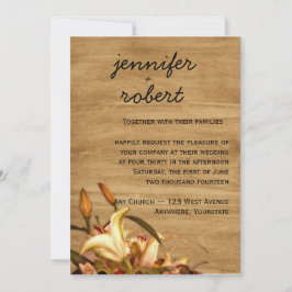 Rustikales Lily Watercolor Einladung zur Hochzeit