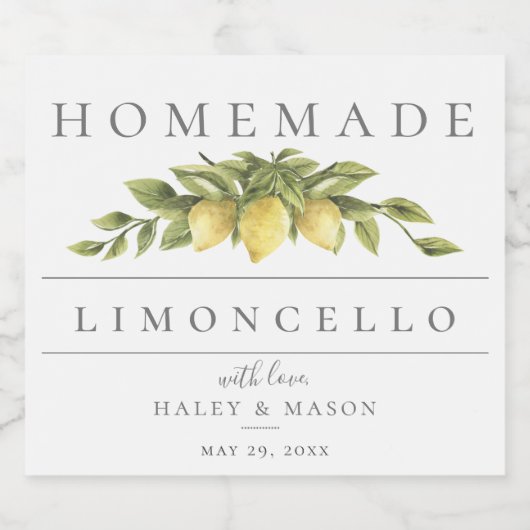 Rustikales Limoncello Getränkesiegel Alkoholflaschenetikett (Einzelnes Label)