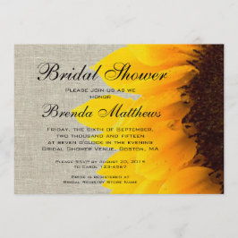 Rustikales Linen Sonnenblume Brautdusche Einladung