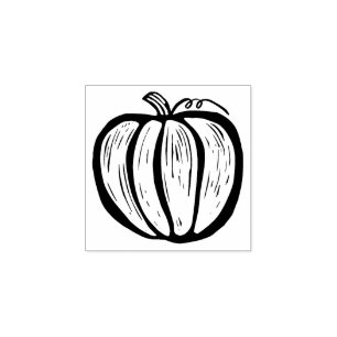 Rustikales Lino-Cut Pumpkin Fall Halloween Gummistempel