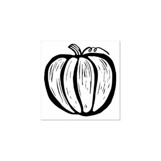 Rustikales Lino-Cut Pumpkin Fall Halloween Gummistempel