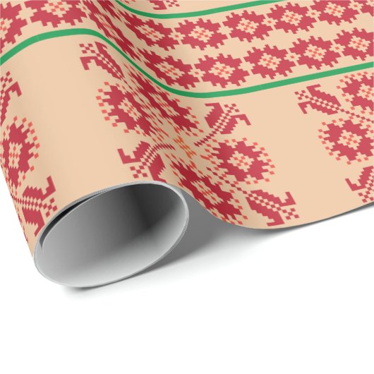 Rustikales, litauisches Design der orangefarbenen Geschenkpapier (Rolleneckpunkt)