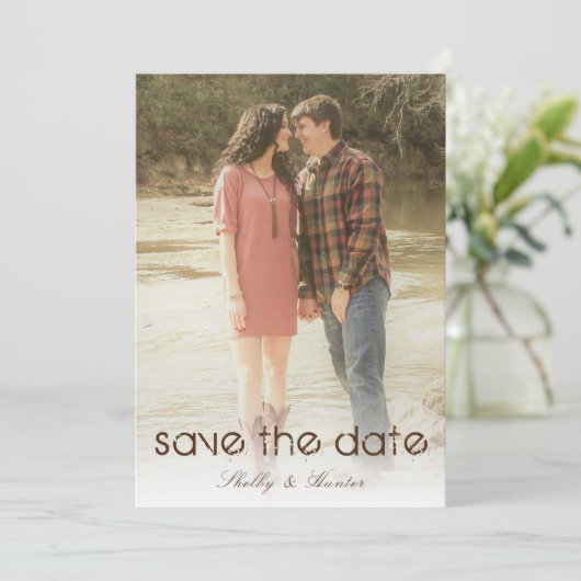 Rustikales Lkw-Hochzeitssemble Website Save the Da Einladung (Stehend Vorderseite)