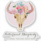 Rustikales Logo für Bohemische Kuhschädelfarbe Aufkleber (Vorderseite)