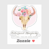 Rustikales Logo für Bohemische Kuhschädelfarbe Aufkleber (Blatt)