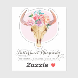 Rustikales Logo für Bohemische Kuhschädelfarbe Aufkleber