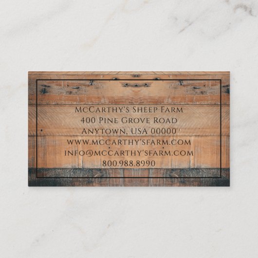 Rustikales Logo für die Schafverschiffung aus Stal Visitenkarte (Rückseite)